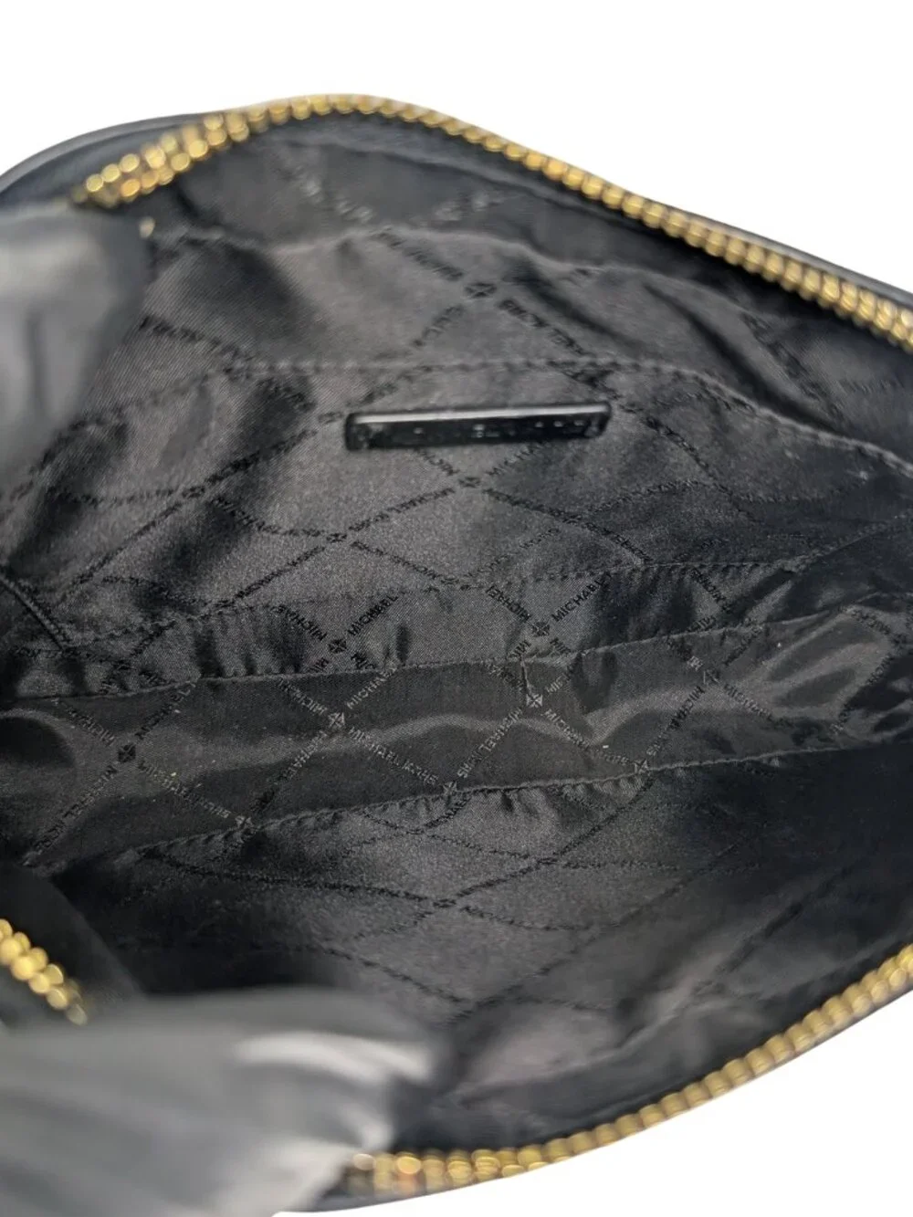 Michael Kors Black Leather Embossed Signature Gold Chain Jet Set Crossbody